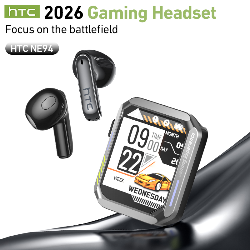 Earphones - HTC NE94 ゲーミングTWSイヤホン。マイク内蔵、ゲーム音楽両用、低遅延、Bluetooth、AI翻訳機能搭載、ワイヤレスイヤホン、快適な装着感。