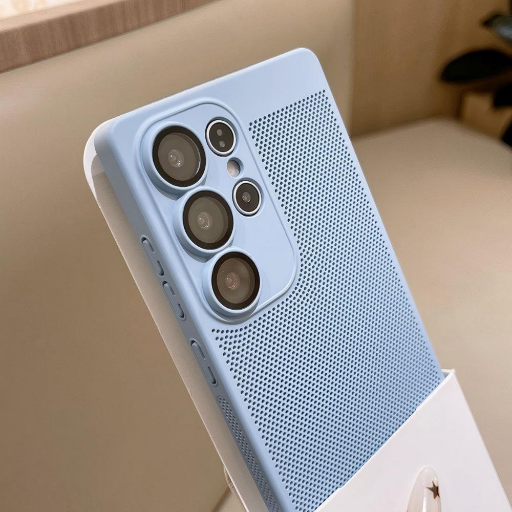 Heat Dissipation Mesh Breathable Case - スリムメッシュ通気性放熱マット仕上げスマホケース Samsung S26 S25 S24 S23