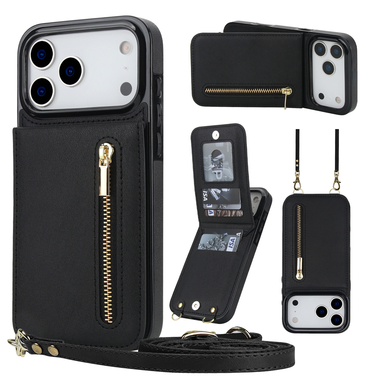 iPhone 16、18 Pro Max、17 Air、16 - Leather Wallet Card Holder Phone Cover のレビューと価格