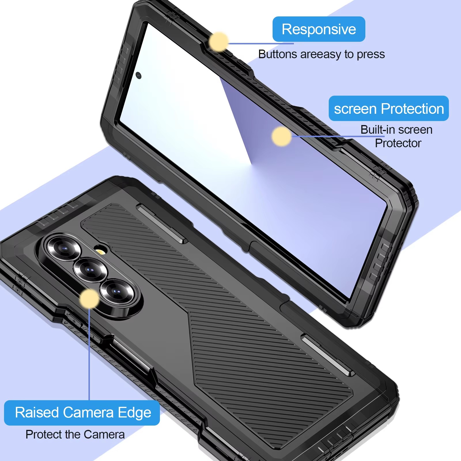 Samsung Z Fold 7 6 5 4用 耐衝撃 ミリ - Heavy Duty 360 Full Body Protective Case のレビューと価格