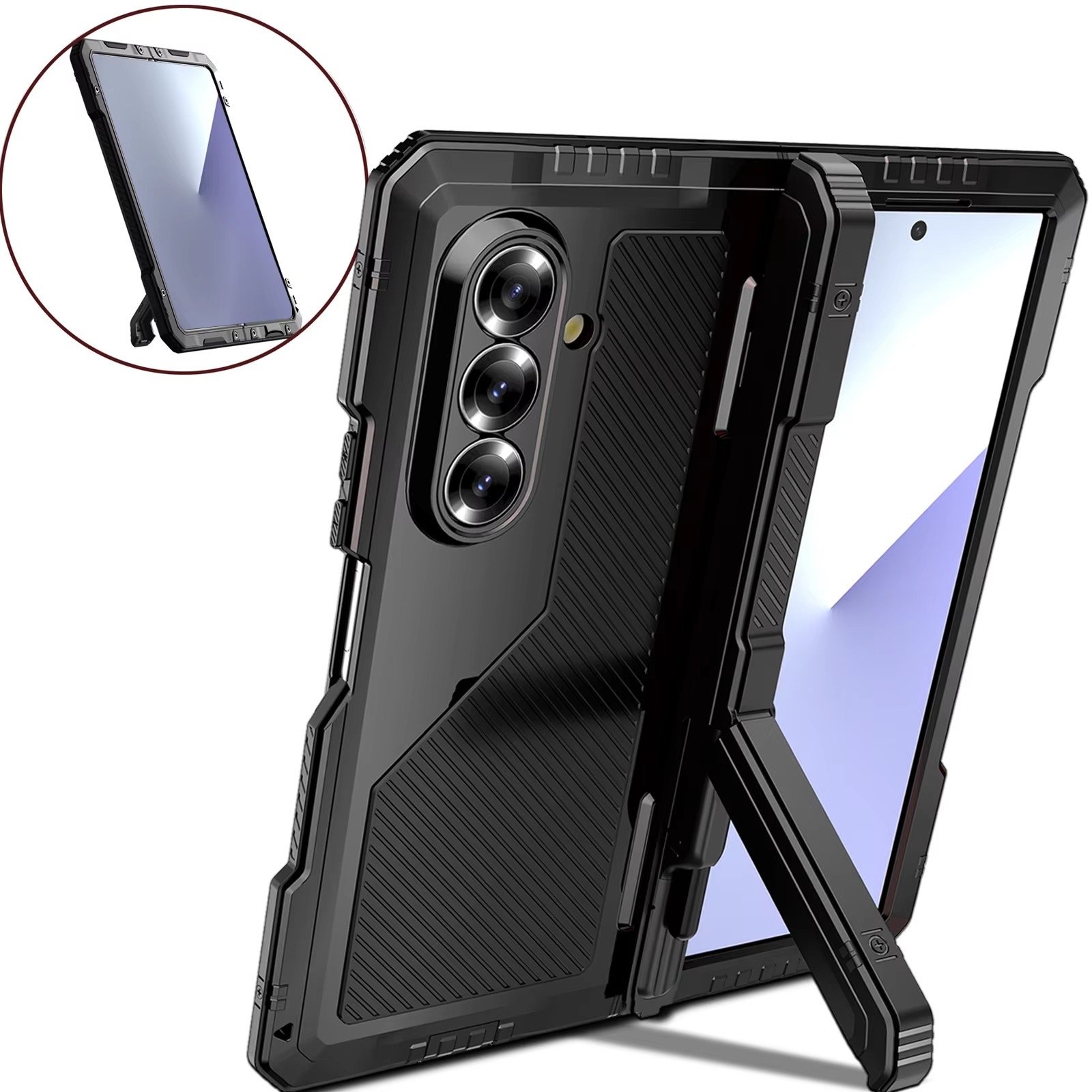 Samsung Z Fold 7 6 5 4用 耐衝撃 ミリ - Heavy Duty 360 Full Body Protective Case のレビューと価格